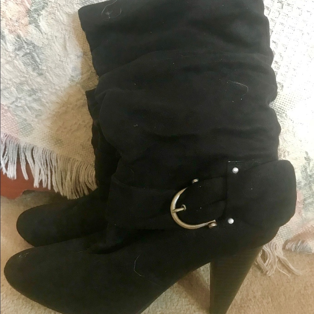 Black Swede 3” Heel Boots Size 10M.